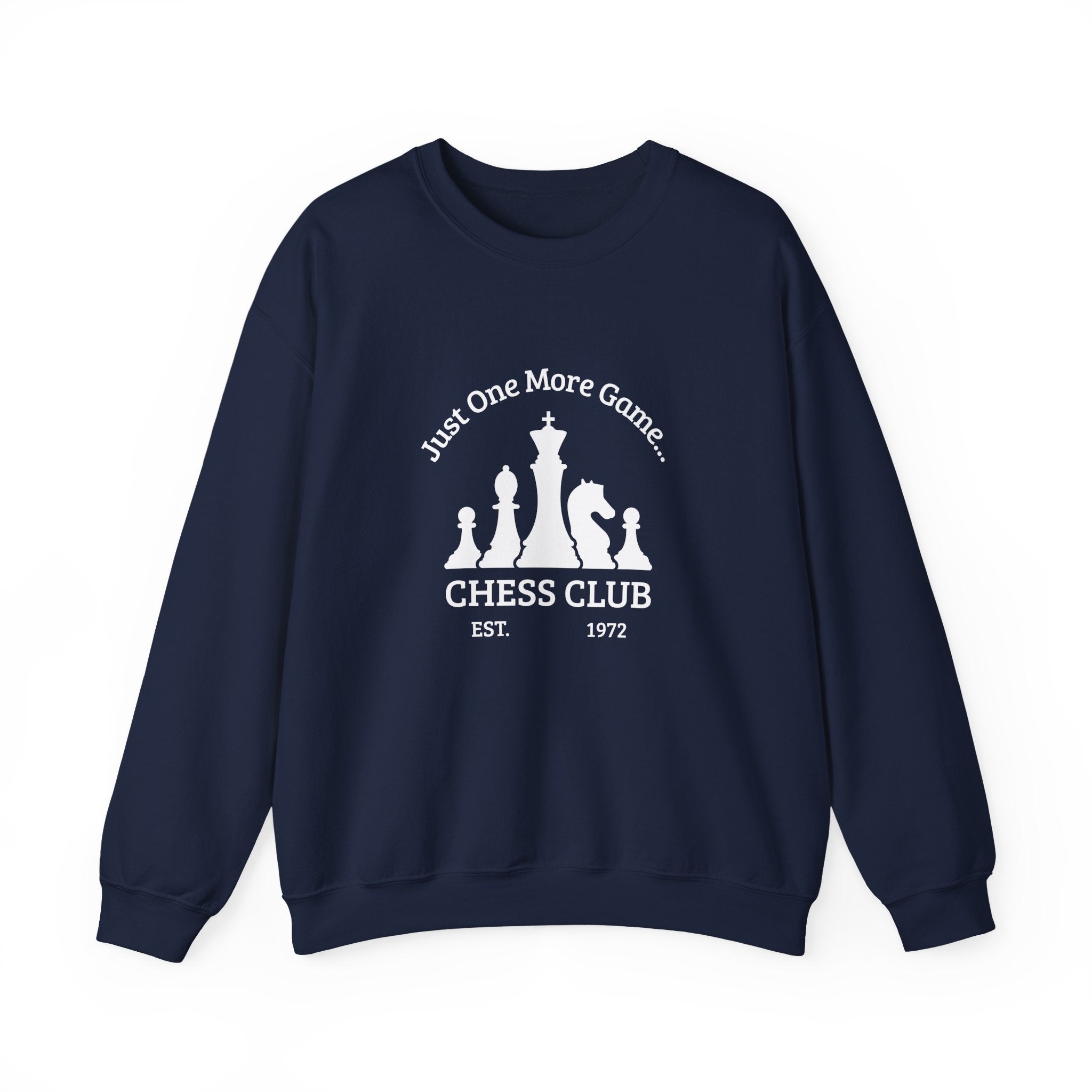 Chess Club Crewneck Sweatshirt - Just One More Game, Cozy Sweater for Chess Lovers, Gift for Chess Players, Perfect for Game Nights