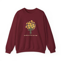 Floral Statement Sweatshirt with Positive Vibes, Cozy Crewneck, Gift for Flower Lovers, Spring Fashion, Inspirational Apparel