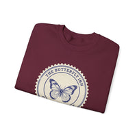 Butterfly Inn Crewneck Sweatshirt, Cozy Gift, Nature Lover Apparel, Unique Travel Souvenir, Fall Fashion Top, Unisex Sweatshirt