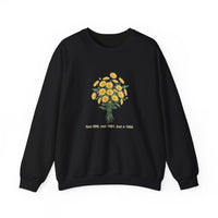 Floral Statement Sweatshirt with Positive Vibes, Cozy Crewneck, Gift for Flower Lovers, Spring Fashion, Inspirational Apparel