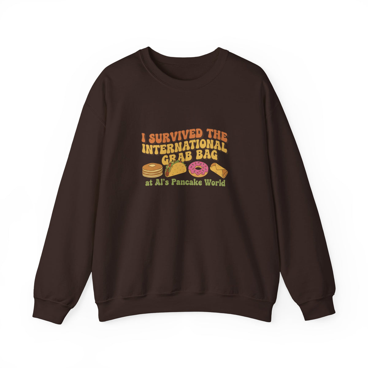 I Survived the International Crab Bag Crewneck Sweatshirt, Funny Foodie Apparel, Gift for Food Lovers, Casual Wear, Culinary Event Sweater