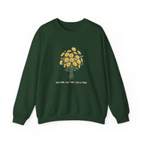 Floral Statement Sweatshirt with Positive Vibes, Cozy Crewneck, Gift for Flower Lovers, Spring Fashion, Inspirational Apparel