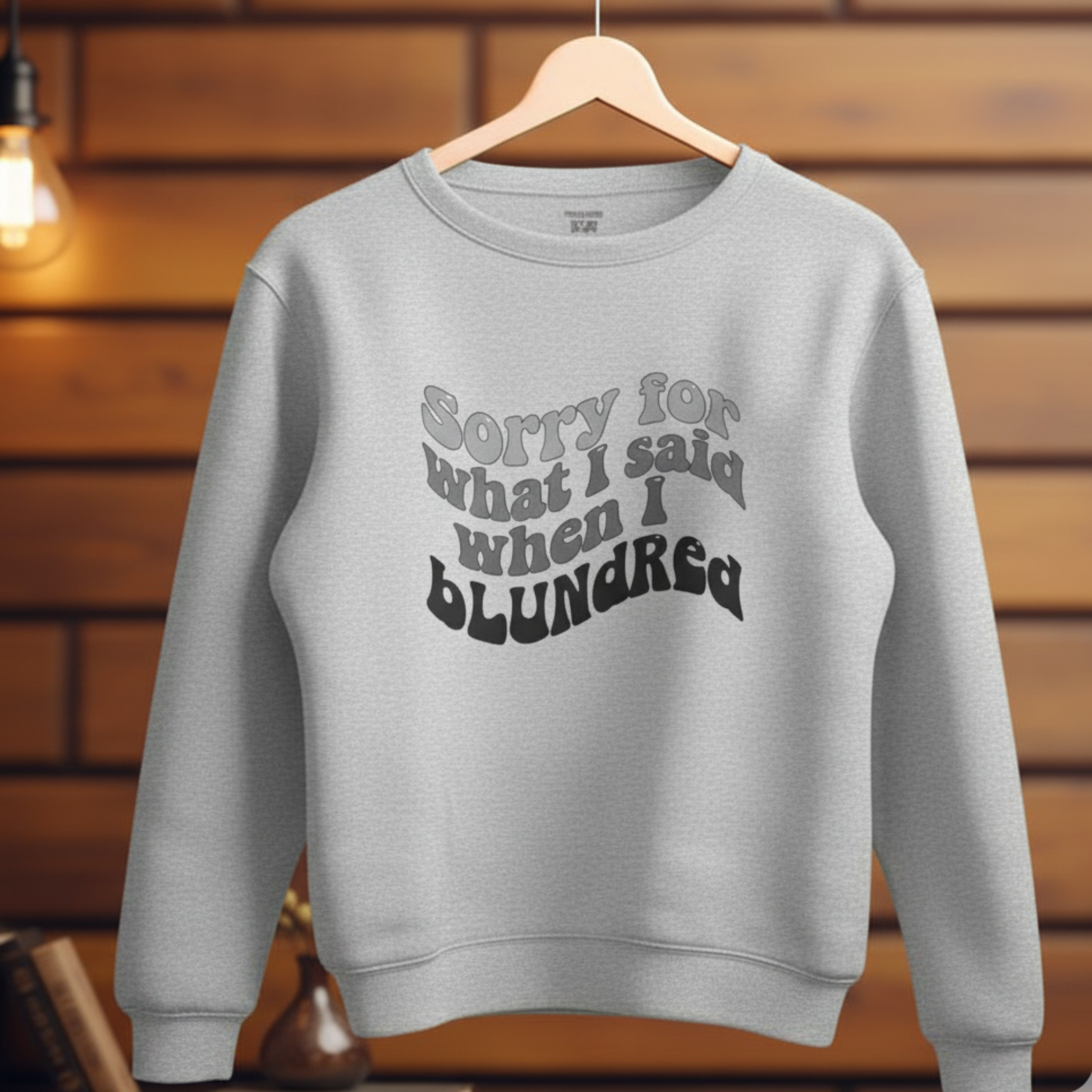Retro Humor Chess Crewneck Sweatshirt, Sorry for What I Said, Blunder Cozy Gift for Friends, Perfect for Casual Outings, Unisex Apparel