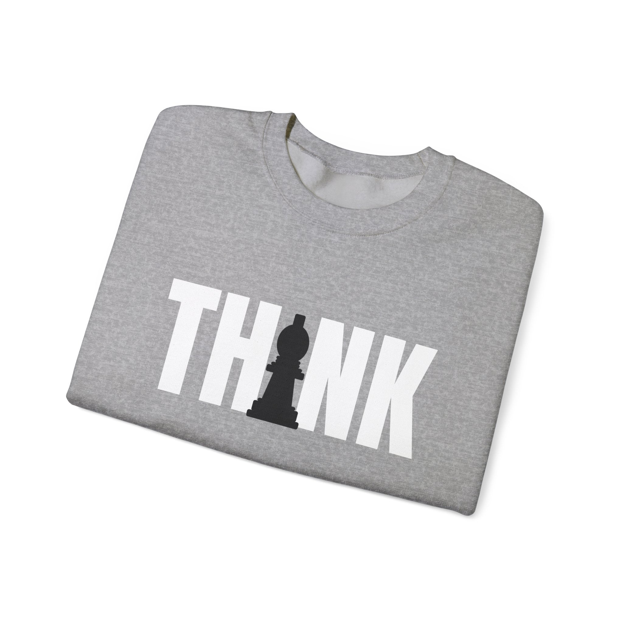 Think Chess Unisex Crewneck Sweatshirt - Casual Fashion, Gift for Chess Lovers, Cozy Fall Layering, Unique Statement Sweatshirt