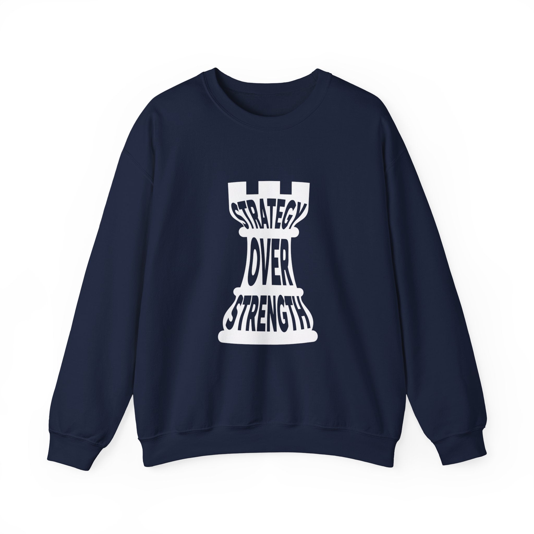 Strategy Over Strength Sweatshirt, Cozy Chess-Themed Hoodie, Oversized Crewneck for Gamers, Gift for Strategy Lovers, Unisex Casual Wear