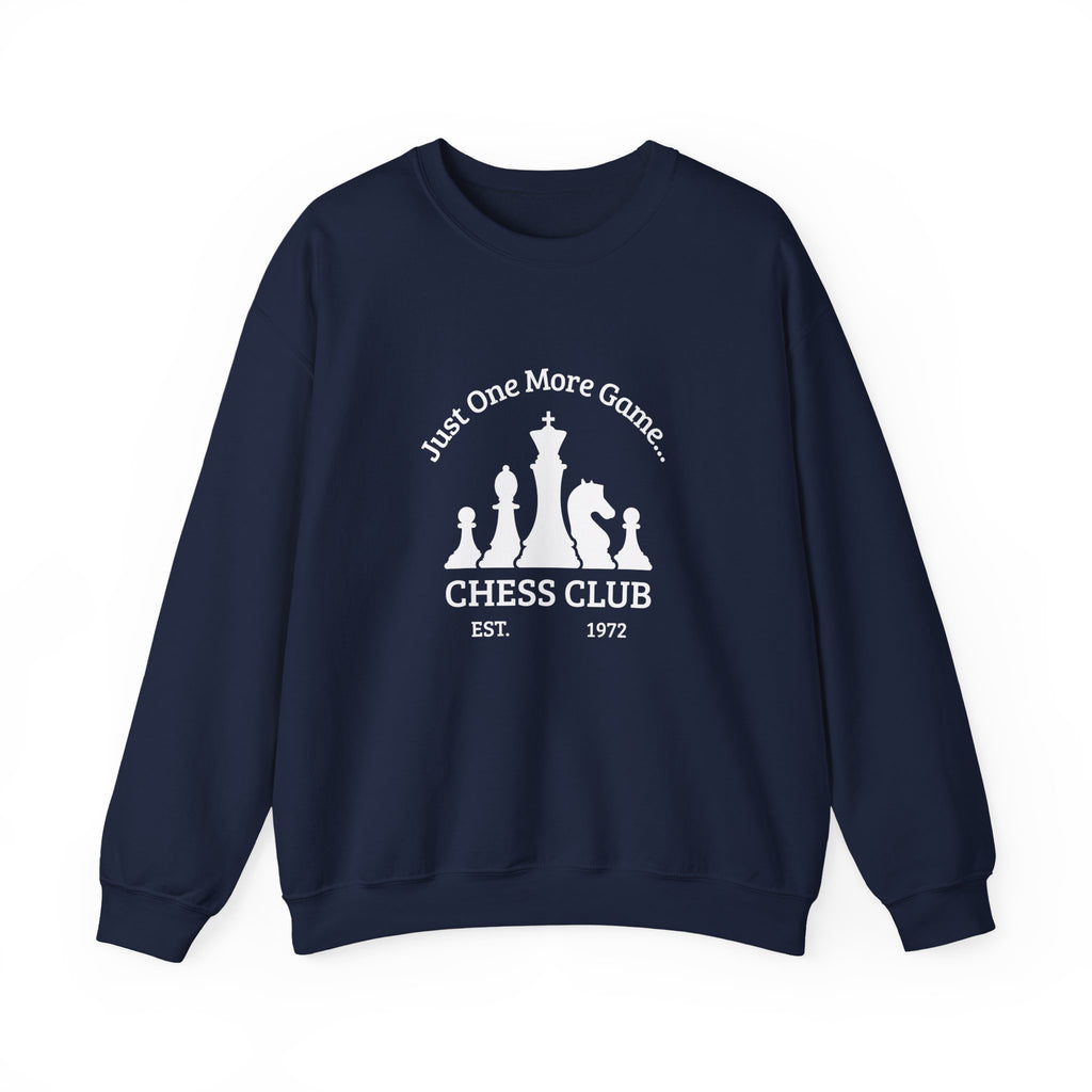 Chess Club Crewneck Sweatshirt - Just One More Game, Cozy Sweater for Chess Lovers, Gift for Chess Players, Perfect for Game Nights