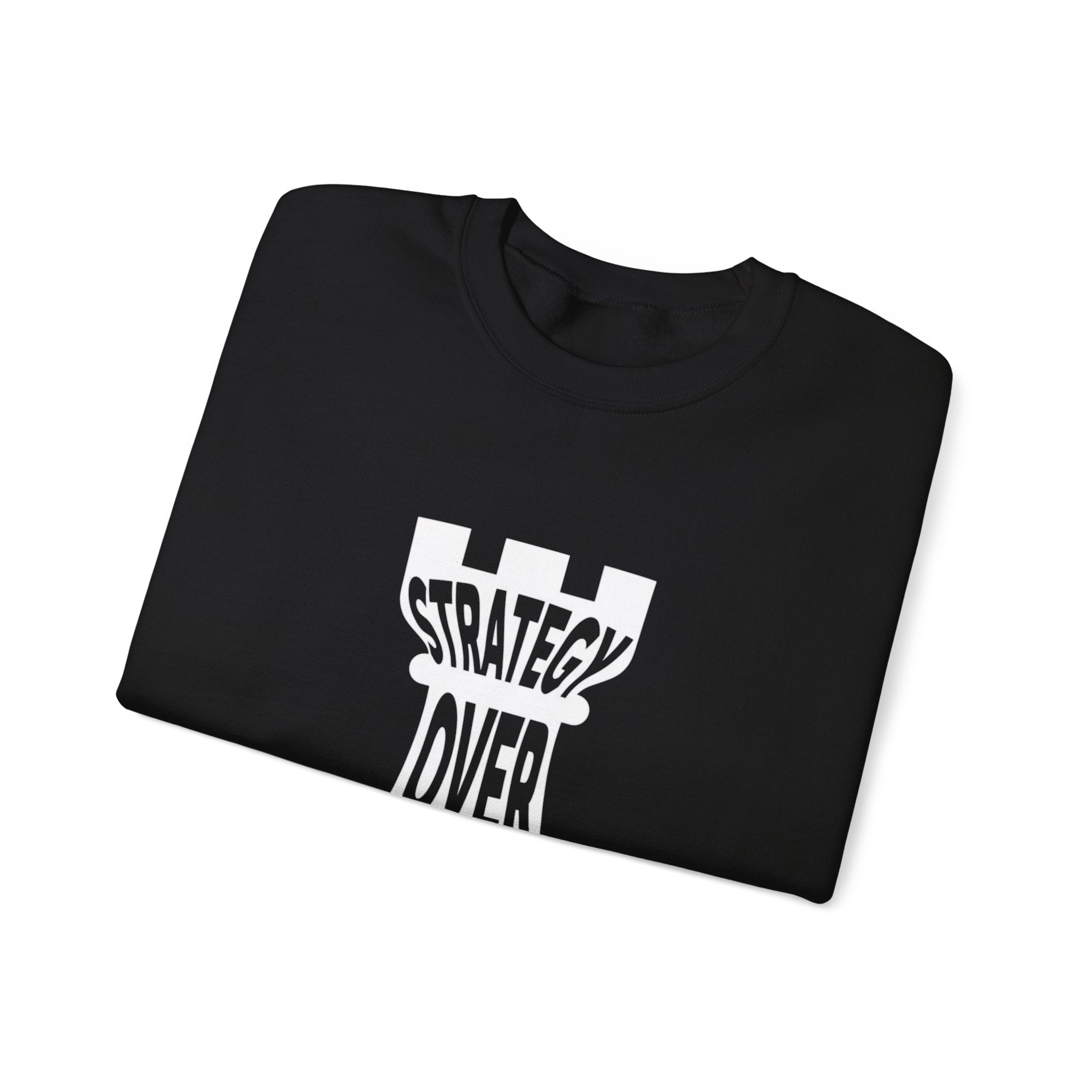 Strategy Over Strength Sweatshirt, Cozy Chess-Themed Hoodie, Oversized Crewneck for Gamers, Gift for Strategy Lovers, Unisex Casual Wear