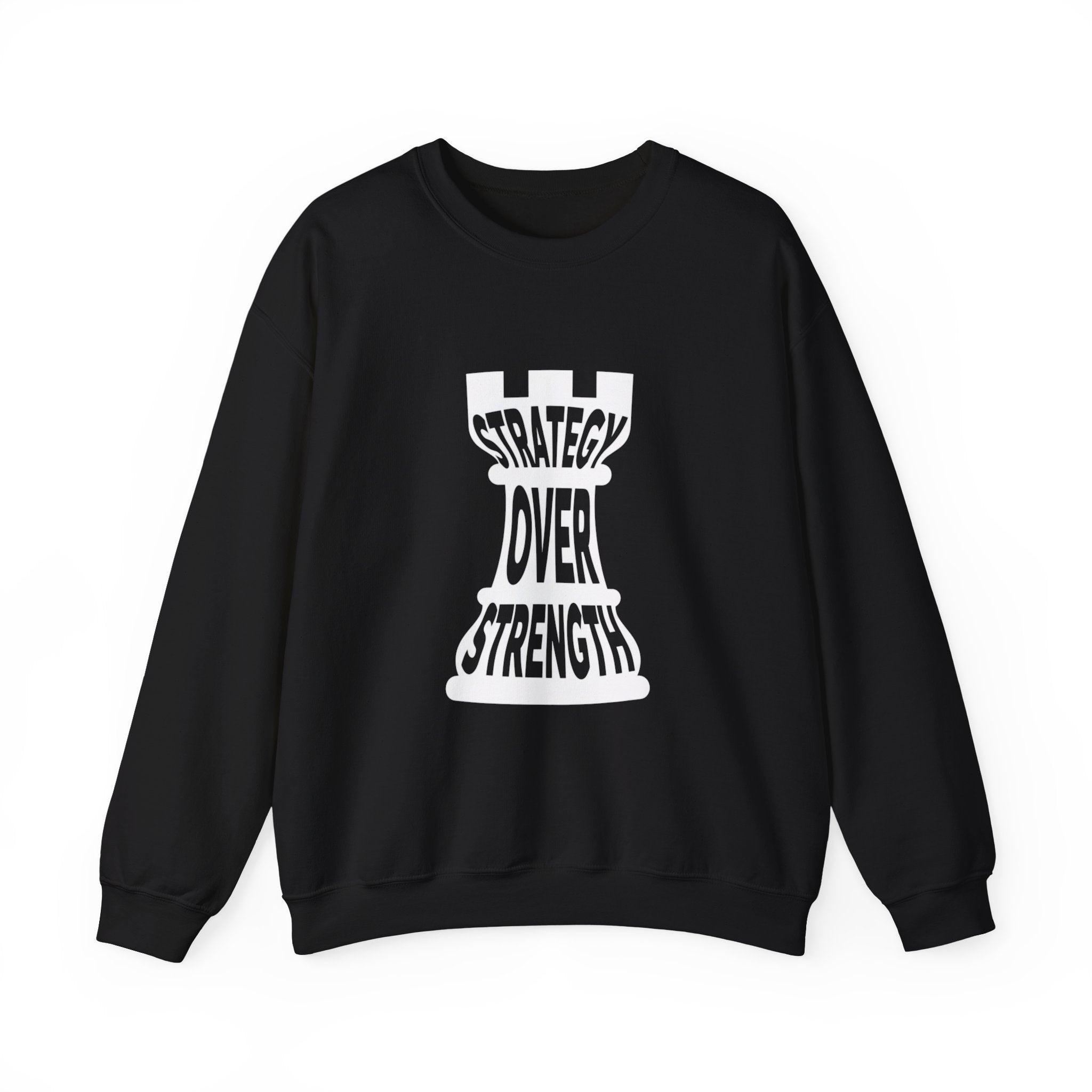 Strategy Over Strength Sweatshirt, Cozy Chess-Themed Hoodie, Oversized Crewneck for Gamers, Gift for Strategy Lovers, Unisex Casual Wear