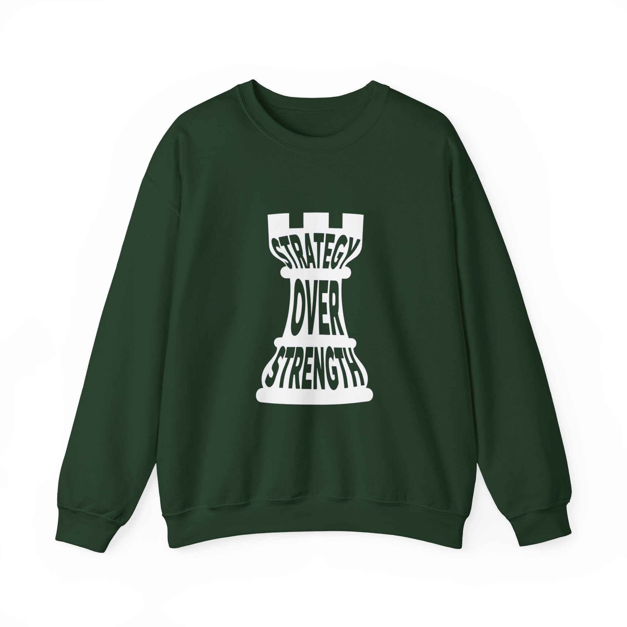 Strategy Over Strength Sweatshirt, Cozy Chess-Themed Hoodie, Oversized Crewneck for Gamers, Gift for Strategy Lovers, Unisex Casual Wear