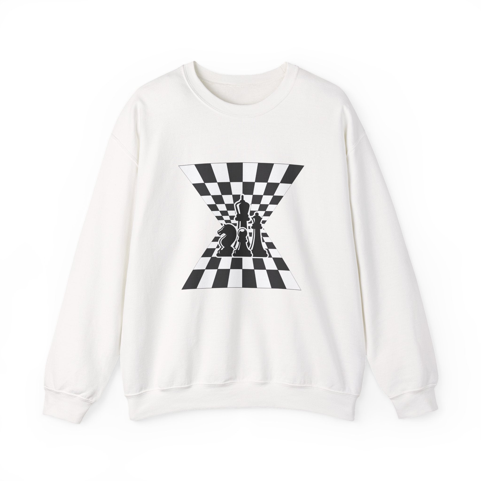 Chess Illusion Crewneck Sweatshirt | Unisex Cozy Pullover | Gift for Game Lovers | Perfect for Casual Wear, Chess Events, Home Comfort