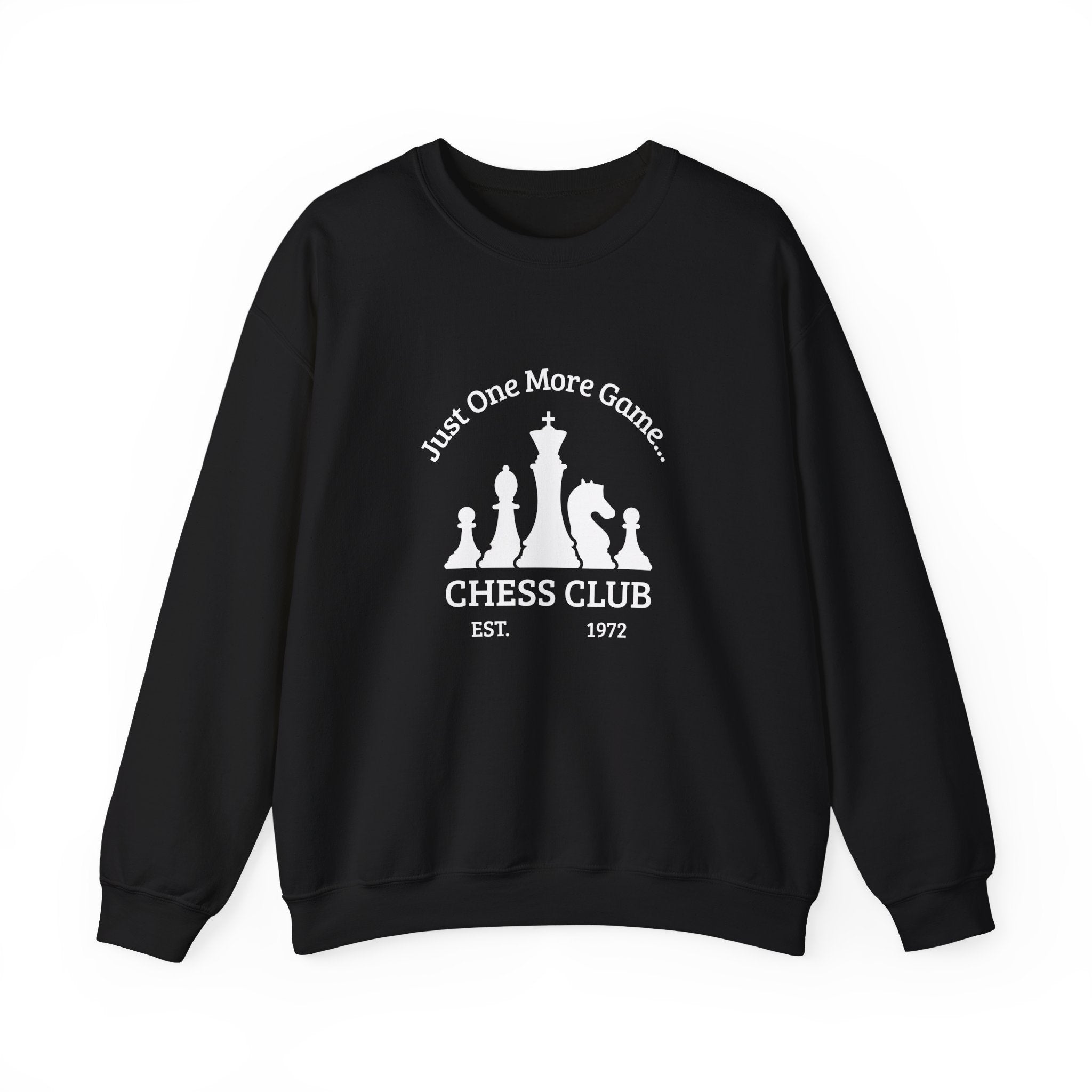 Chess Club Crewneck Sweatshirt - Just One More Game, Cozy Sweater for Chess Lovers, Gift for Chess Players, Perfect for Game Nights