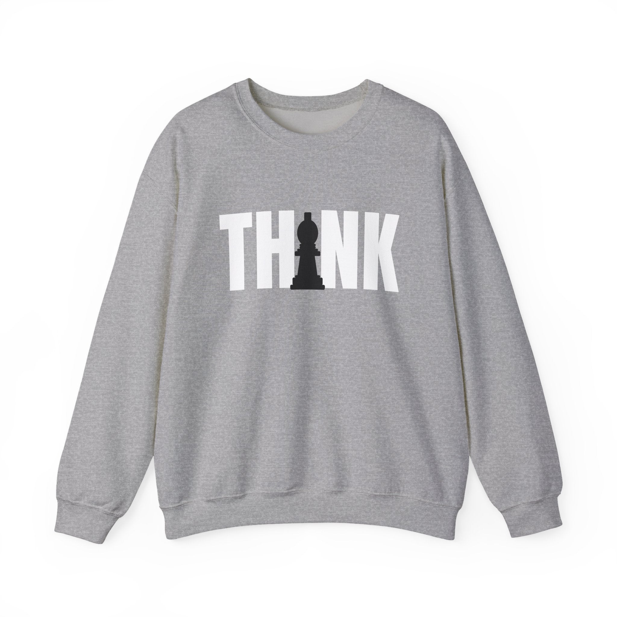 Think Chess Unisex Crewneck Sweatshirt - Casual Fashion, Gift for Chess Lovers, Cozy Fall Layering, Unique Statement Sweatshirt