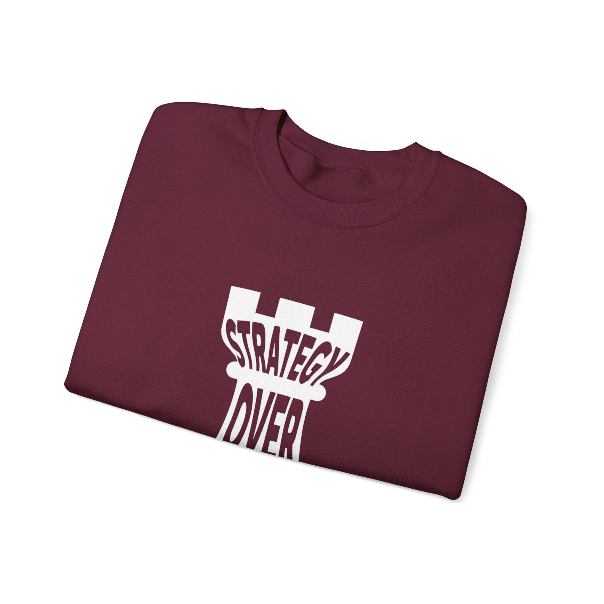 Strategy Over Strength Sweatshirt, Cozy Chess-Themed Hoodie, Oversized Crewneck for Gamers, Gift for Strategy Lovers, Unisex Casual Wear