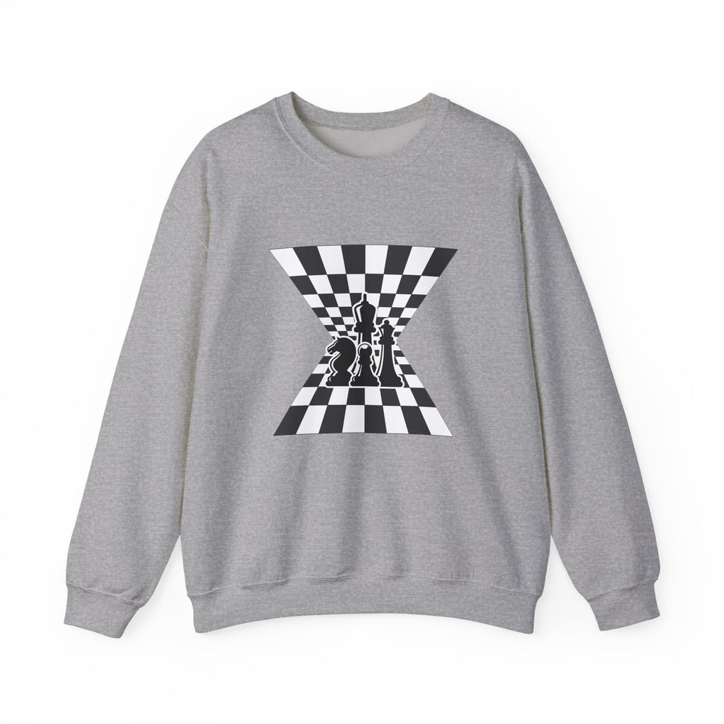 Chess Illusion Crewneck Sweatshirt | Unisex Cozy Pullover | Gift for Game Lovers | Perfect for Casual Wear, Chess Events, Home Comfort