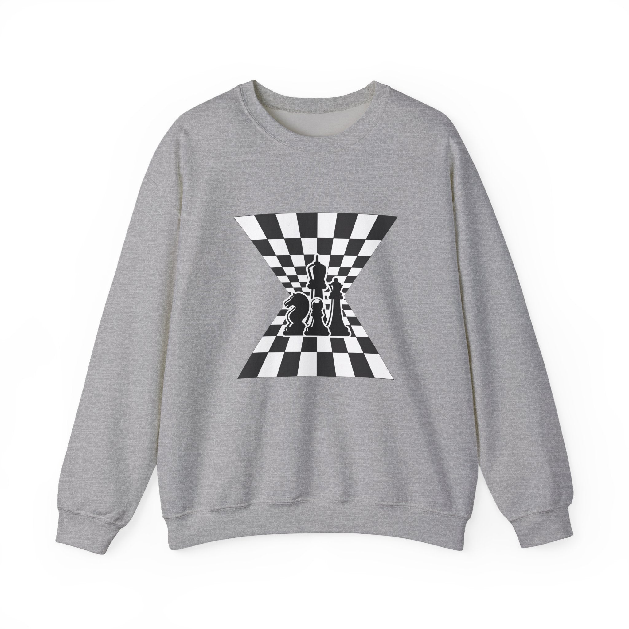 Chess Illusion Crewneck Sweatshirt | Unisex Cozy Pullover | Gift for Game Lovers | Perfect for Casual Wear, Chess Events, Home Comfort