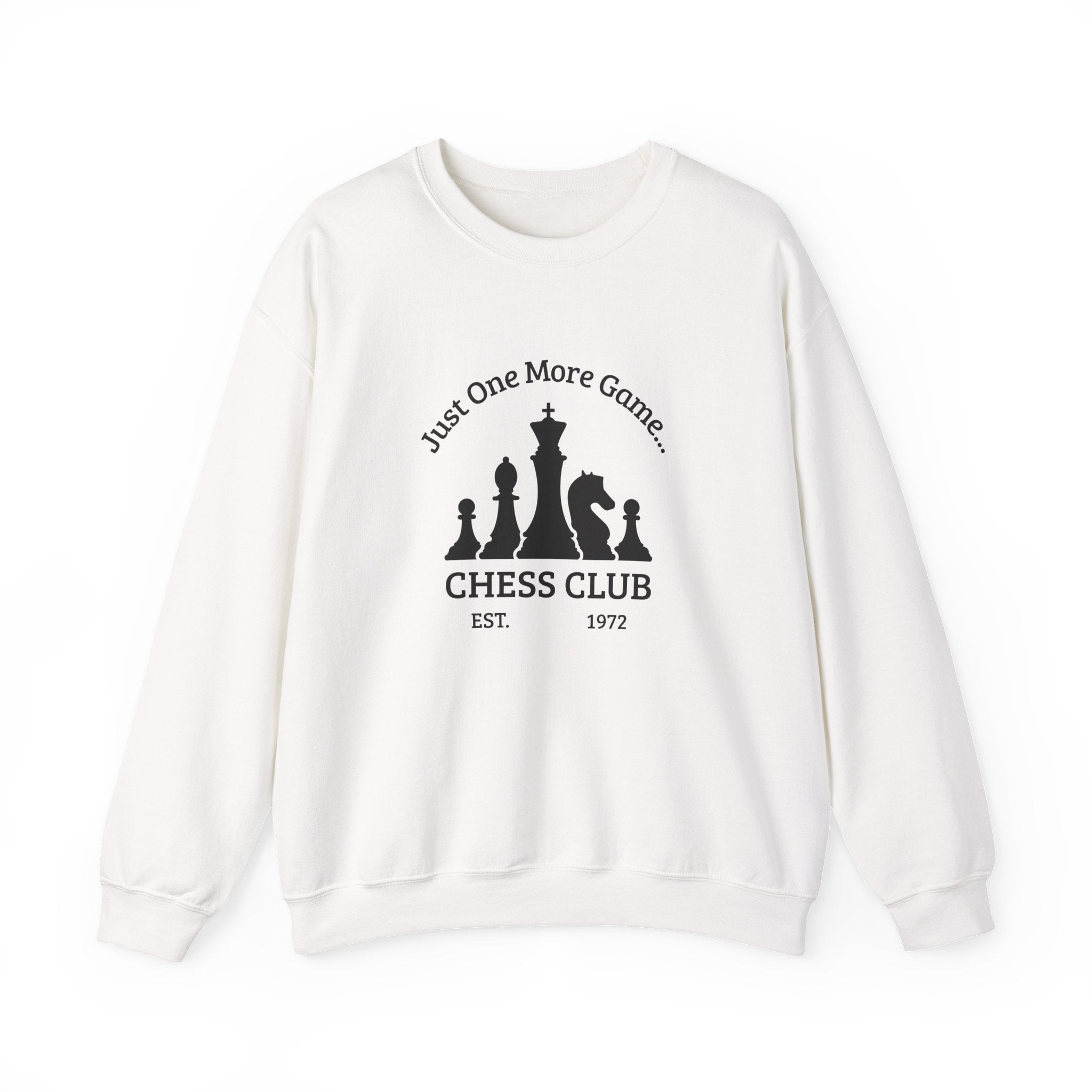 Chess Club Crewneck Sweatshirt - Just One More Game, Cozy Sweater for Chess Lovers, Gift for Chess Players, Perfect for Game Nights