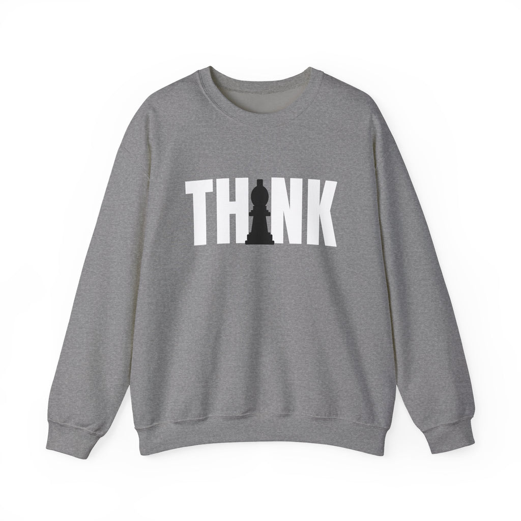 Think Chess Unisex Crewneck Sweatshirt - Casual Fashion, Gift for Chess Lovers, Cozy Fall Layering, Unique Statement Sweatshirt