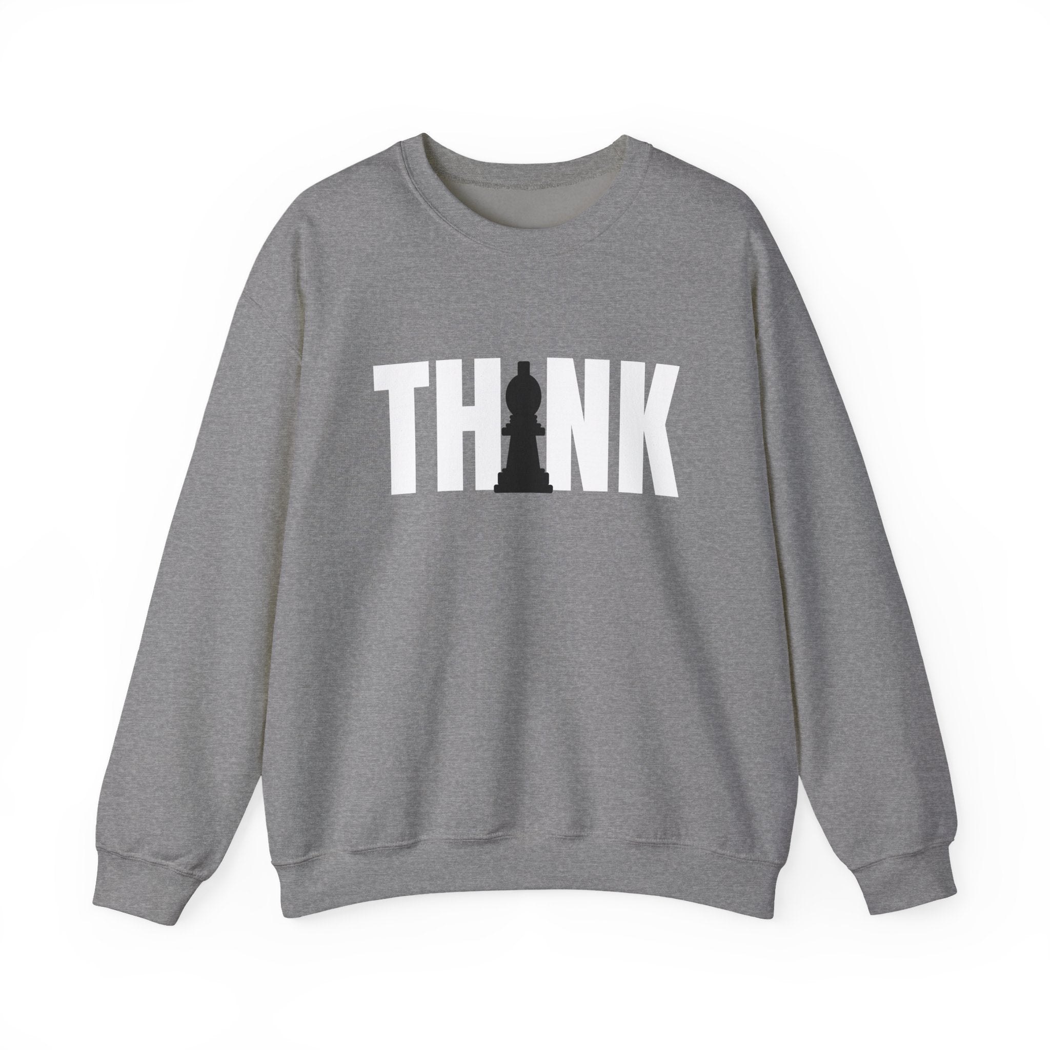 Think Chess Unisex Crewneck Sweatshirt - Casual Fashion, Gift for Chess Lovers, Cozy Fall Layering, Unique Statement Sweatshirt