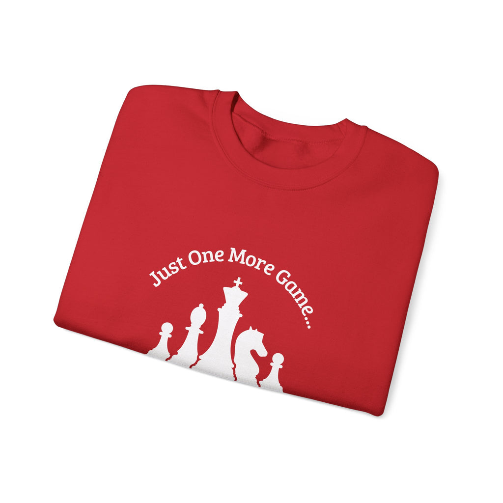 Chess Club Crewneck Sweatshirt - Just One More Game, Cozy Sweater for Chess Lovers, Gift for Chess Players, Perfect for Game Nights