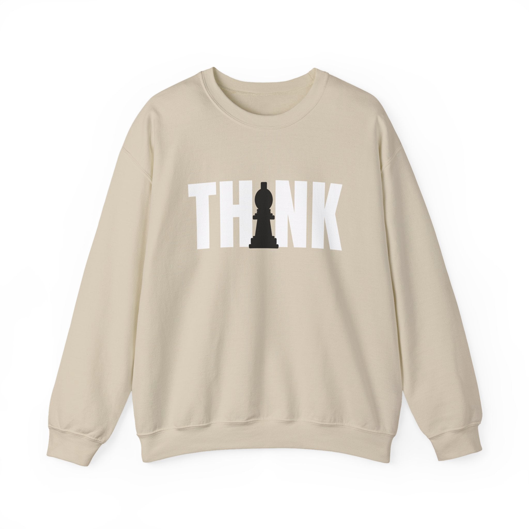 Think Chess Unisex Crewneck Sweatshirt - Casual Fashion, Gift for Chess Lovers, Cozy Fall Layering, Unique Statement Sweatshirt