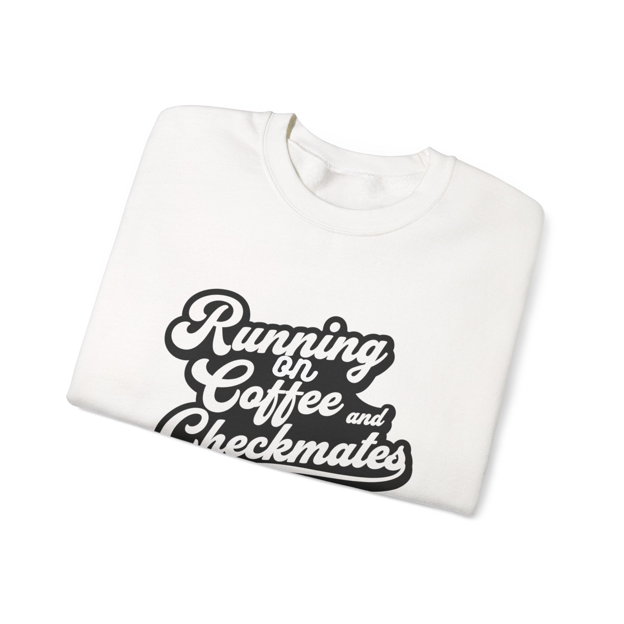 Coffee & Checkmates Crewneck Sweatshirt - Cozy Gift for Coffee and Chess Lovers, Casual Wear, Humor Apparel, Unisex Sweatshirt