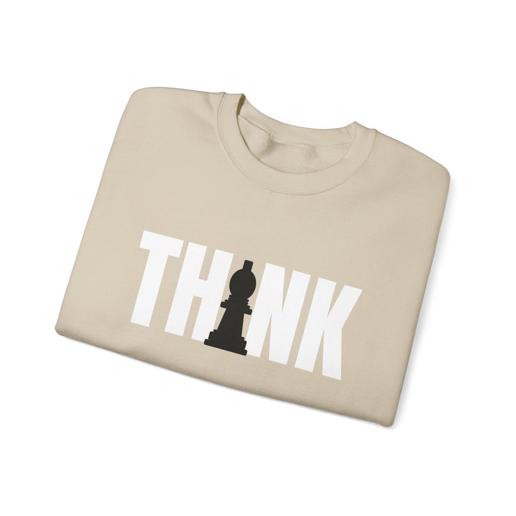 Think Chess Unisex Crewneck Sweatshirt - Casual Fashion, Gift for Chess Lovers, Cozy Fall Layering, Unique Statement Sweatshirt