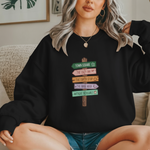 Cozy Directional Sweatshirt | Perfect for Coffee Lovers, Gift for Friends, Casual Fashion, Travel Vibes, Trendy Layering