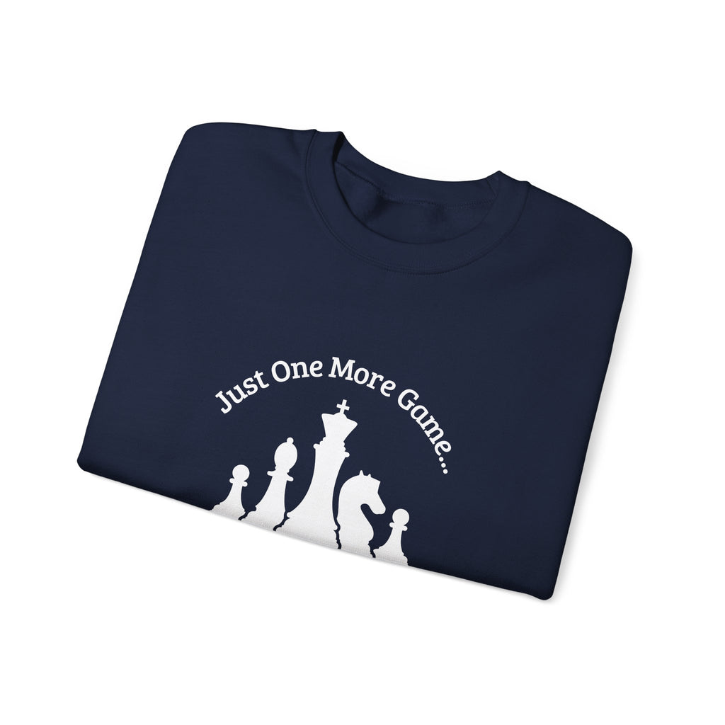 Chess Club Crewneck Sweatshirt - Just One More Game, Cozy Sweater for Chess Lovers, Gift for Chess Players, Perfect for Game Nights