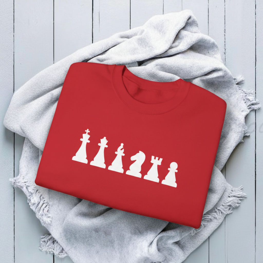 Chess Piece Sweatshirt, Unisex Cozy Crewneck for Chess Lovers, Perfect Gift for Gamers, Casual Wear, Chess Tournament, Strategy Enthusiasts