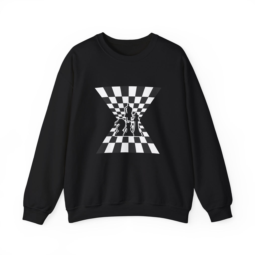 Chess Illusion Crewneck Sweatshirt | Unisex Cozy Pullover | Gift for Game Lovers | Perfect for Casual Wear, Chess Events, Home Comfort