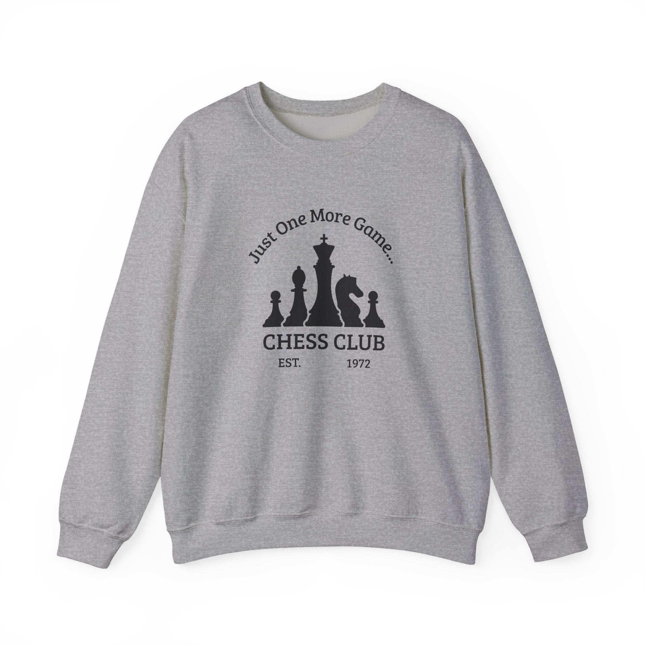 Chess Club Crewneck Sweatshirt - Just One More Game, Cozy Sweater for Chess Lovers, Gift for Chess Players, Perfect for Game Nights