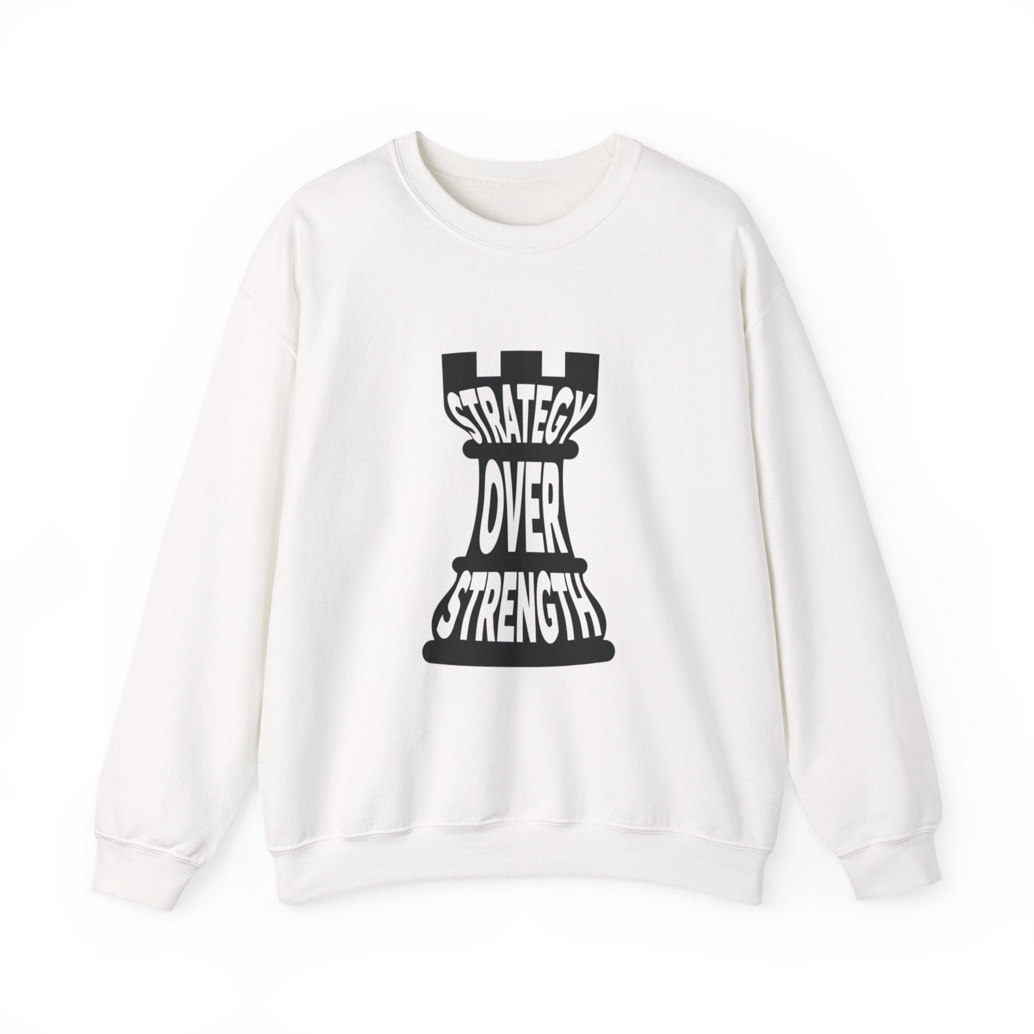 Strategy Over Strength Sweatshirt, Cozy Chess-Themed Hoodie, Oversized Crewneck for Gamers, Gift for Strategy Lovers, Unisex Casual Wear