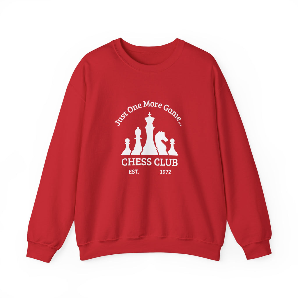 Chess Club Crewneck Sweatshirt - Just One More Game, Cozy Sweater for Chess Lovers, Gift for Chess Players, Perfect for Game Nights