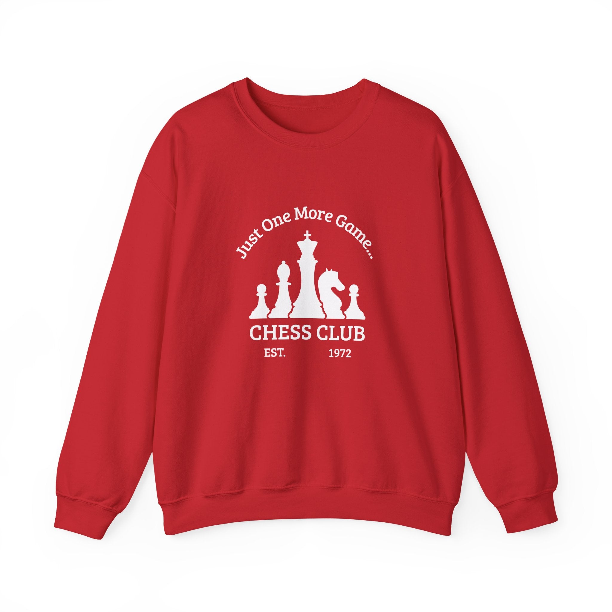 Chess Club Crewneck Sweatshirt - Just One More Game, Cozy Sweater for Chess Lovers, Gift for Chess Players, Perfect for Game Nights
