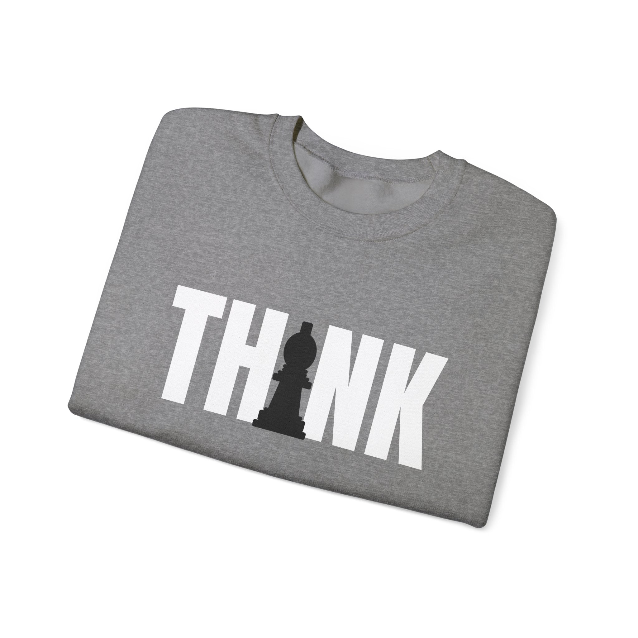 Think Chess Unisex Crewneck Sweatshirt - Casual Fashion, Gift for Chess Lovers, Cozy Fall Layering, Unique Statement Sweatshirt