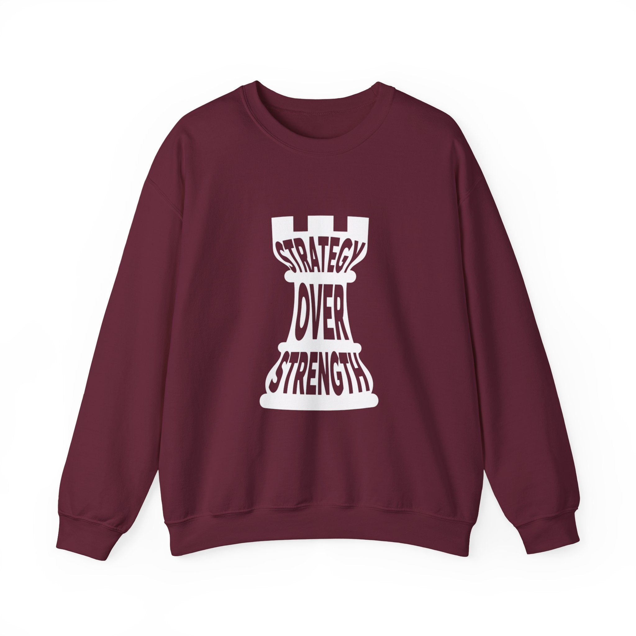 Strategy Over Strength Sweatshirt, Cozy Chess-Themed Hoodie, Oversized Crewneck for Gamers, Gift for Strategy Lovers, Unisex Casual Wear