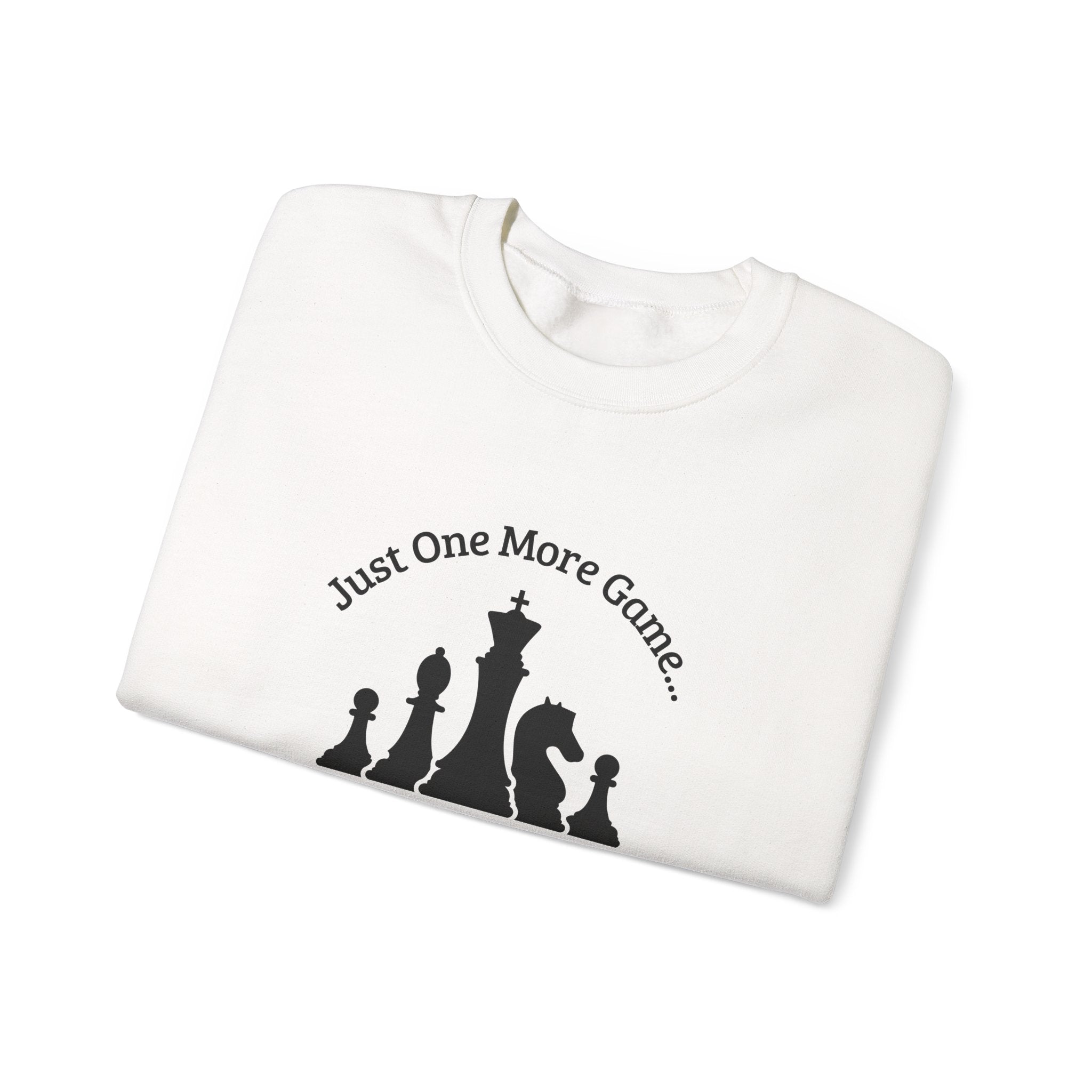 Chess Club Crewneck Sweatshirt - Just One More Game, Cozy Sweater for Chess Lovers, Gift for Chess Players, Perfect for Game Nights