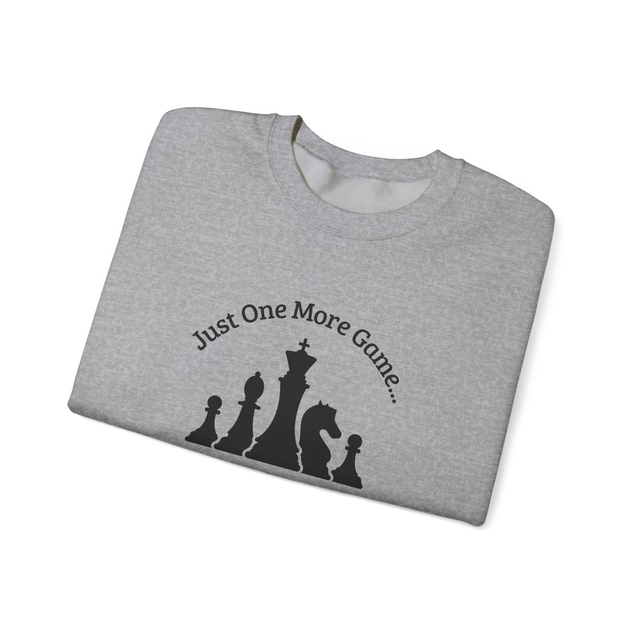 Chess Club Crewneck Sweatshirt - Just One More Game, Cozy Sweater for Chess Lovers, Gift for Chess Players, Perfect for Game Nights
