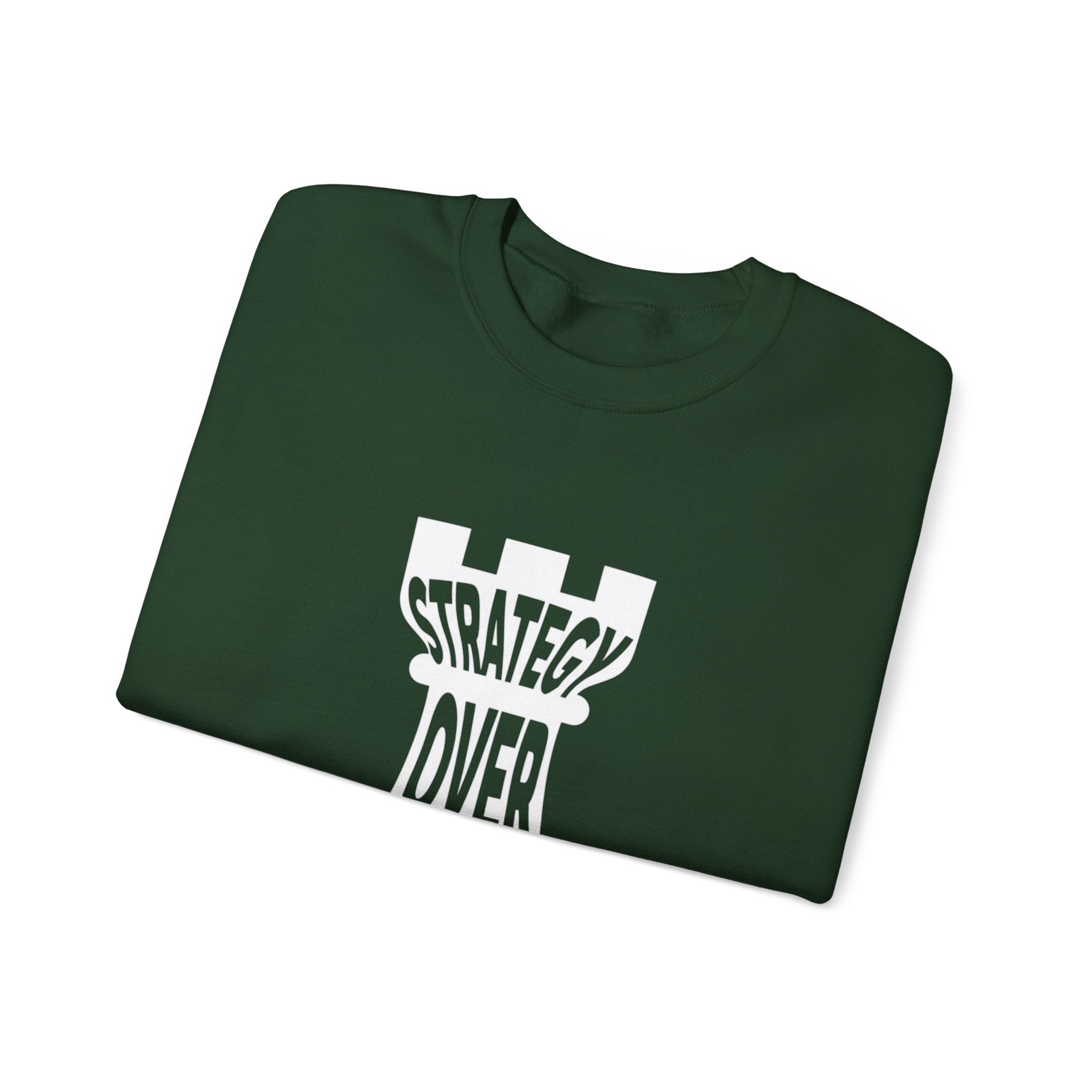 Strategy Over Strength Sweatshirt, Cozy Chess-Themed Hoodie, Oversized Crewneck for Gamers, Gift for Strategy Lovers, Unisex Casual Wear